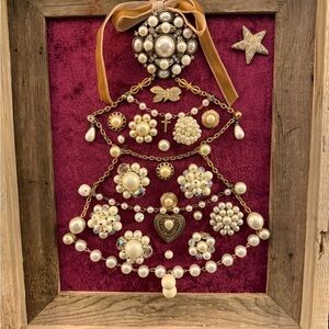 Vintage Pearl and Gold Brooch Wall Art